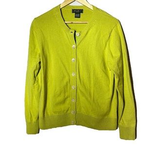 Eddie Bauer EST. 1920 Women's Sweater Lime Green Button Down, Size L